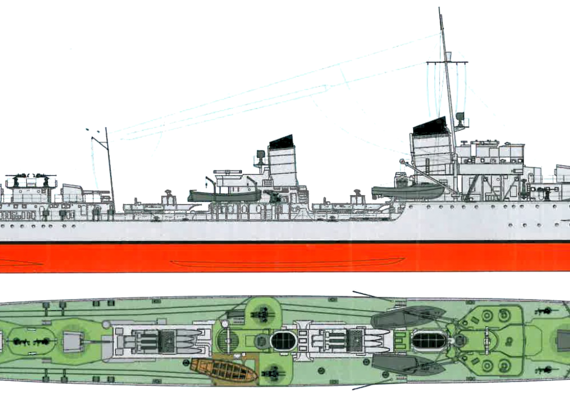 Корабль DKM Z11 Bernd von Arnim [Destroyer] (1939) - чертежи, габариты, рисунки